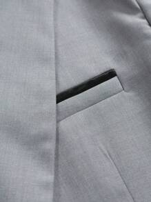 Manfinity Mode Bộ đồ nam dài tay màu trơn đơn giản với quần dài, trang phục hàng ngày - Xám - Xem 4