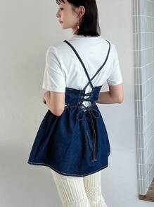 FRIFUL Women's Fashion Solid Color Tie-Dye Denim Top - Blue - View 1