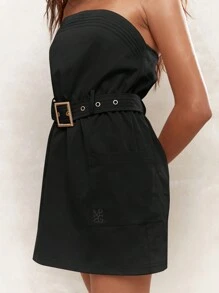 MISSGUIDED 配腰带的带状抹胸迷你连衣裙 - 黑色 - 查看 3