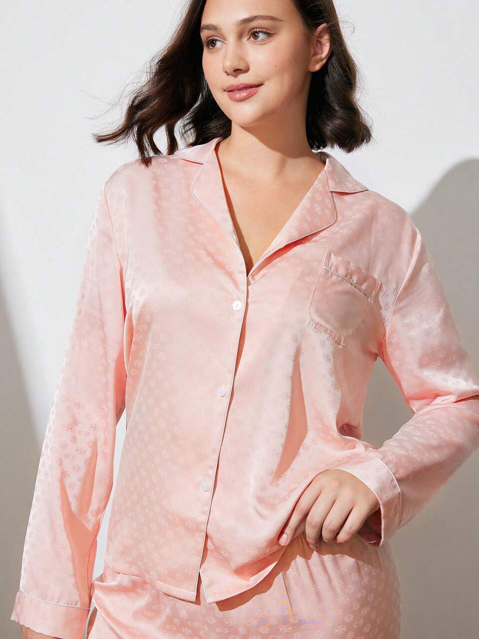 Retro Polka Flora Satin Long Women Pink Bridesmaid Pajama Sets For Lounge Bridal Intimates Cozy And Elegant Details Fall Pajamas Clothes Wedding Items
