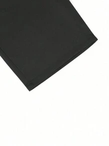 Manfinity Homme Men's Solid Color Casual Elastic Waist Shorts - Black - View 8