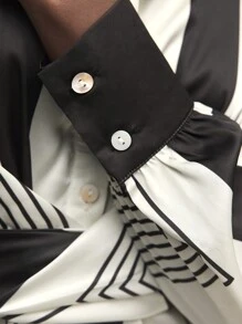 BizChic 女士优雅几何印花工作连衣裙秋季女士服装 - 杏色 - 查看 6