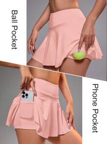 SHEIN Sport Studio Women's Sports Athletic Skort With Pocket For Tennis, Yoga, Fitness, Running, Marathontennis Skirt