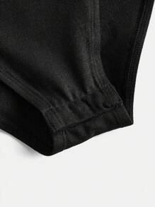 SHEIN Girlism Teen Girl Round Neck Waist-Cinched Ruched Casual Bodysuit With Flared Sleeves - Black - View 4