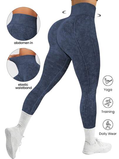 Easithlete Leggings deportivos de unicolor y estilo simple para uso diario de las mujeres