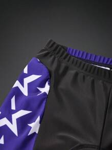 Manfinity Riding 拼色星星和字母印花骑行裤 - 彩色 - 查看 3