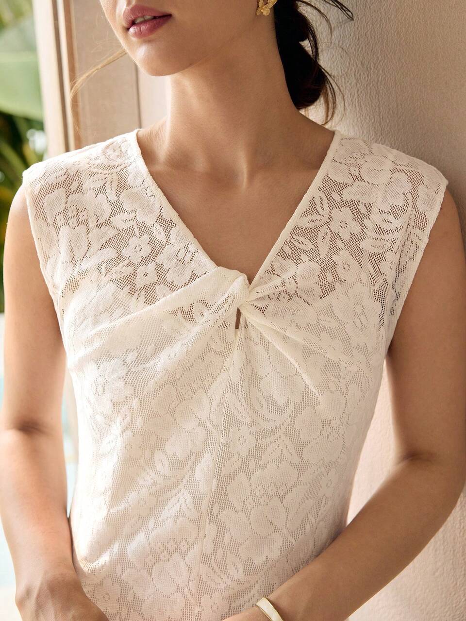 MOTF LACE TWIST FRONT CAP SLEEVE DRESS