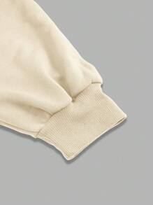 Muchica 時尚海洋生物印花連帽寬鬆長袖女士運動衫 - 米色 - 查看 5