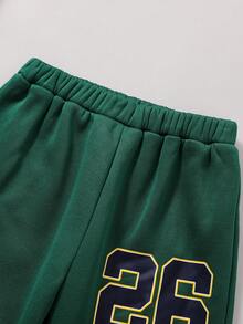 SHEIN Bộ 2 chiếc/Bộ áo hoodie nỉ họa tiết chữ màu cho bé trai tuổi mới lớn, chất liệu nỉ, dày dặn - Nhiều màu - Xem 7