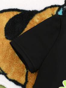 SCOOBY-DOO X SHEIN 女婴酷炫黑色休闲圆领T恤和粉色卡通印花喇叭裤套装 - 彩色 - 查看 3