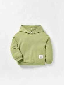 Cozy Pixies 2 件装女婴中性服装纯色连帽落肩运动衫和阔腿裤套装，绿色 - 綠色 - 查看 9