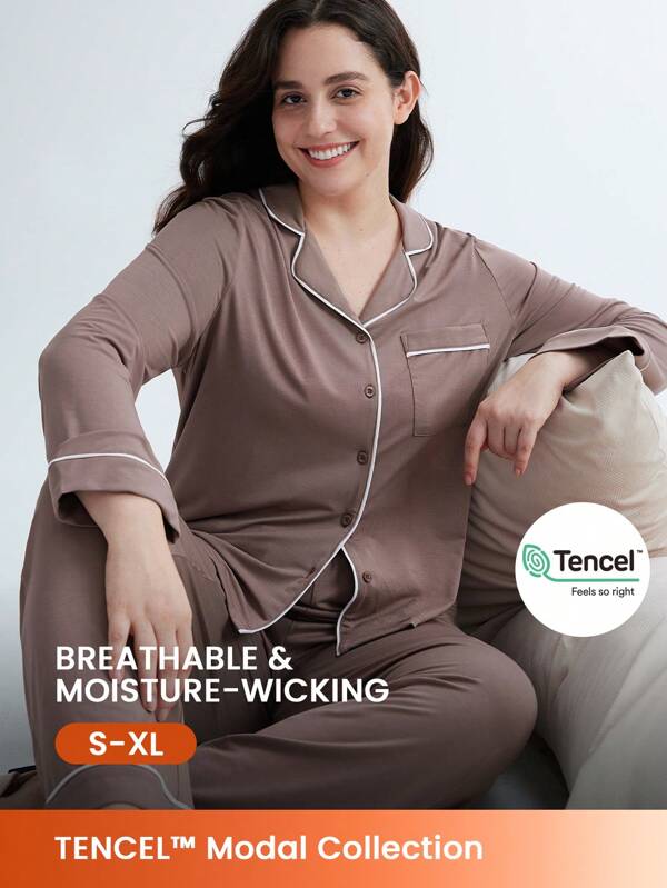 LUVLETTE Set de pijama lung pentru femei Super Soft TENCEL™ Seturi de lounge pentru femei