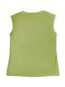 INAWLY Holiday Leisure Moon Printed Wide Strap T-Shirt - Green - View 2