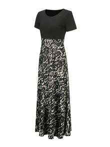 Allover Print A-Line Dress - Black - View 3