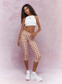 MISSGUIDED High Waist Checkered Print Capri Leggings - Multicolor - View 4