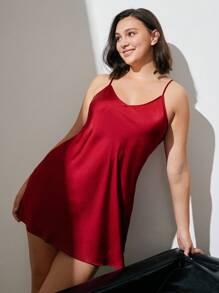 LUVLETTE 圣诞节和新年睡衣 红色性感基础款细肩带缎面睡裙伴娘轻盈女士睡衣内衣外穿娃娃衫吊带裙新娘睡衣和睡衣