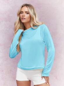 MISSGUIDED 雙層紗面全袖上衣