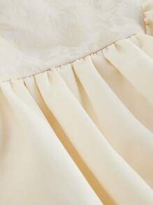 ROMWE Fairycore Váy peplum dây mảnh họa tiết hoa jacquard phong cách Victoria cỡ lớn cho năm mới - Màu be - Xem 4