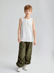 Conjunto de 4 piezas de tops de punto informales y holgados para niño preadolescente, tops básicos cómodos - Caqui - Ver 7