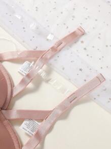 Women's Casual Backless Apricot Plain Push Up Bra Strapless Medium Stretch Padded Bralette Lingerie - Apricot - View 5