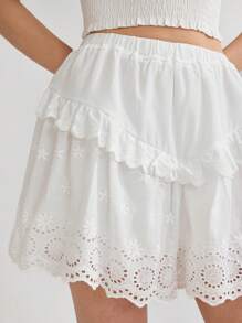 Enchnt Women's Solid Color Simple Casual Shorts - White - View 7