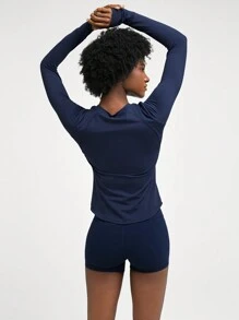 GLOWMODE FeatherFit™腰部修身彎頂低衝擊瑜伽日常夏季緊身衣 - Dark Blue - 查看 11