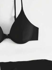 SHEIN Swim 女士泳衣套装，3 件套，连体泳衣，带胸部支撑，夏季 - 黑色 - 查看 3