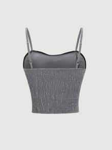 SHEIN Unity Ladies' Simple, Fashionable And Stylish Strappy Backless Camisole With Spaghetti Strap - Grey - View 2