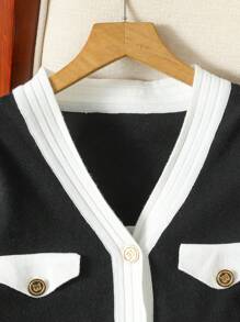 SHEIN Elegante, lässige Strickjacke mit Farbblock Design und gestricktem Camisole-Kleid für Teen Mädchen im Frühling und Herbst