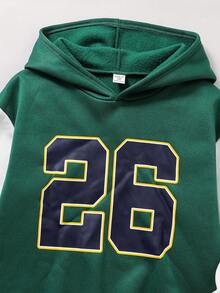 SHEIN Bộ 2 chiếc/Bộ áo hoodie nỉ họa tiết chữ màu cho bé trai tuổi mới lớn, chất liệu nỉ, dày dặn - Nhiều màu - Xem 4
