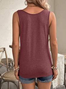 SHEIN 孕妇纯色吊带哺乳上衣，简约时尚，适合夏季 - 酒紅色 - 查看 2