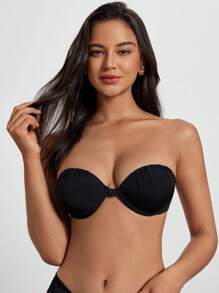 素色鋼圈文胸 - 黑色 - 查看 4