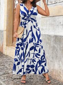 Franclia Vestido sin mangas para mujer de talla grande con estampado aleatorio - Multicolor - Ver 5