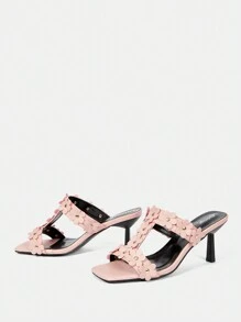 Styleloop Fashionable Pink High Heeled Sandals - Pink - View 5