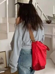 INAWLY 女士纯色休闲简约日常长袖上衣，返校服装