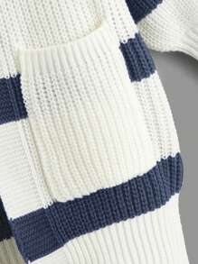 SHEIN Young Girl Striped Pattern Drop Shoulder Duster Cardigan In Fall/Winter