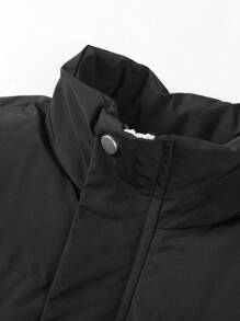 Manfinity Homme Men's Vest Stand Collar Thermal Lined Vest Padded Coat - Black - View 3