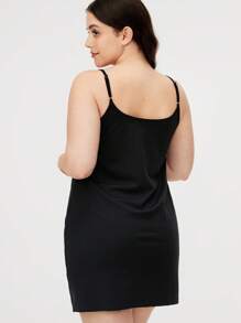 LUVLETTE 黑色性感交叉细肩带柔软吊带黑色连衣裙睡裙棉质女士睡衣内衣外套娃娃裙和睡衣