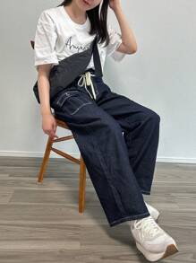 FRIFUL Pantalones vaqueros de mujer con bolsillos grandes de unicolor