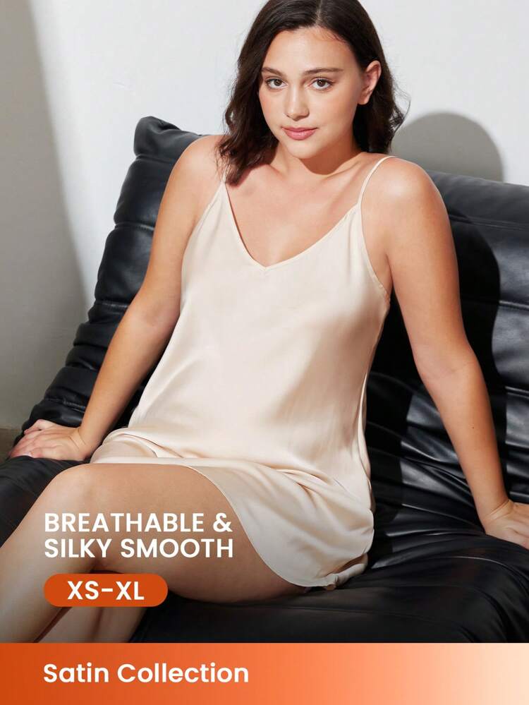 Summer Sexy And Basic Thin Strap Satin Wedding Night Dress Bridesmaid Airy Women Pajamas Lingerie As Outerwear Slip Dress Babydoll& Pyjamadressing Wedding Items Summer Dresses For Women Brides Maid Pajama