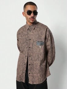 SUMWON Oversized Fit Twill Shirt With Patch Pocket