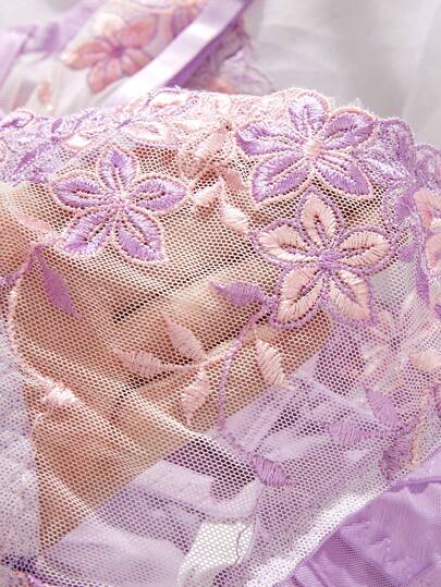 Esselle Romantic Paars Underwire BH Slipje Set, Verleidelijke Lingerie view 4