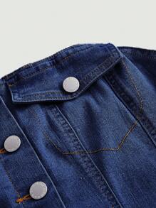 SHEIN MOD Gilet en denim simple de couleur unie pour femme grande taille, adapté pour un usage quotidien