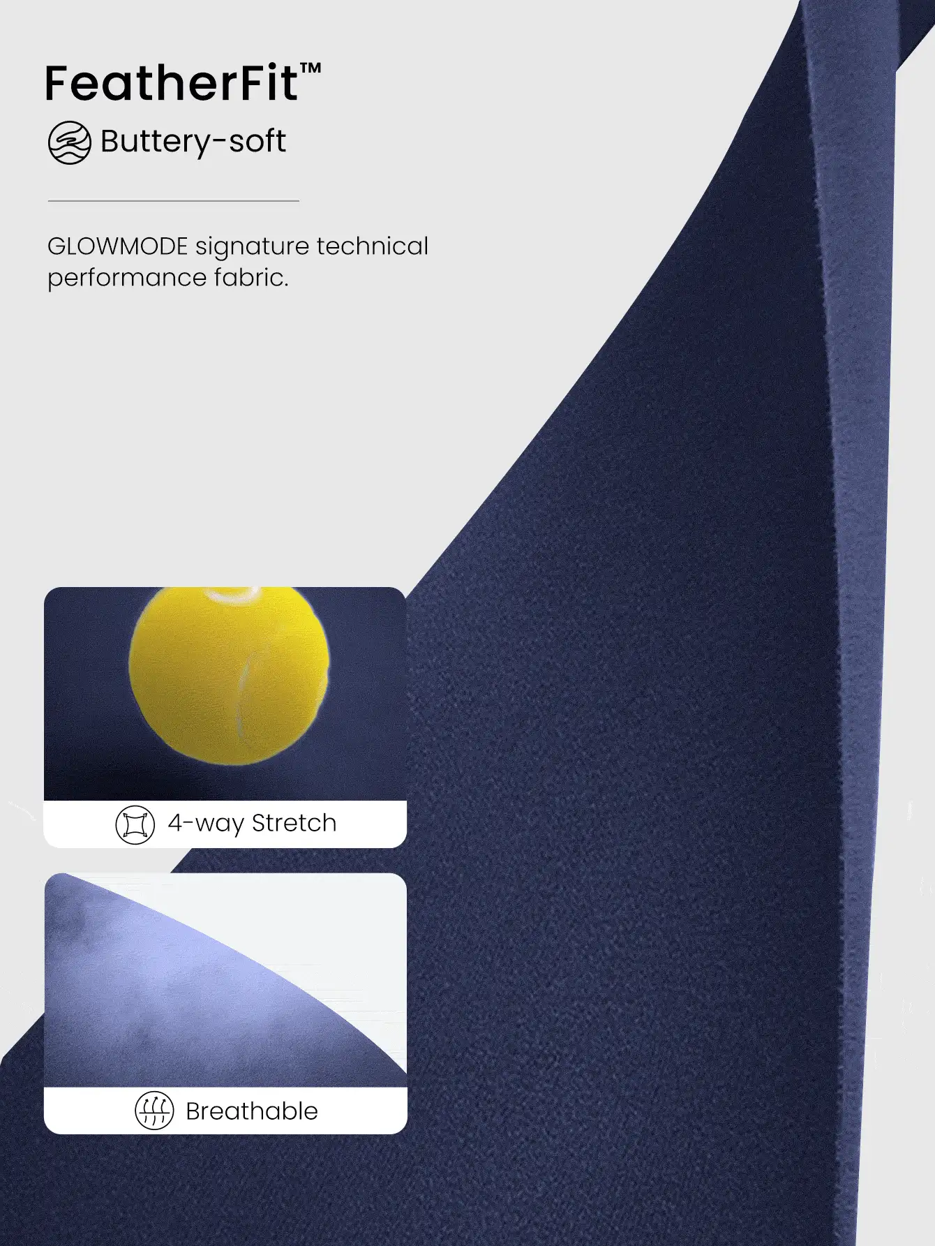 GLOWMODE FeatherFit™腰部修身彎頂低衝擊瑜伽日常夏季緊身衣 - Dark Blue - 查看 5