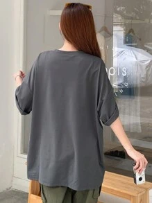 DAZY Slogan Graphic Drop Shoulder Tee Oversized T-Shirt