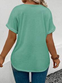INAWLY Women's Plus Size Loose Round Neck Casual T-Shirt, Summer - Multicolor - View 2