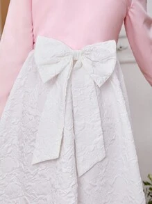 SHEIN 少女优雅可爱蝴蝶结西装外套和吊带裙套装 - 彩色 - 查看 5