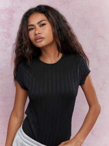 MISSGUIDED Parte superior de mangas cortas con textura y sin espalda - Negro - Ver 3