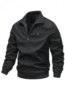 Manfinity Homme Giubbotto da uomo casual da volo a tinta unita per abbigliamento da lavoro all'aperto