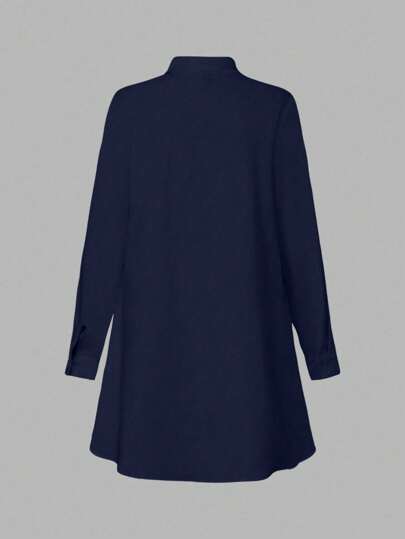 SHEIN Unity เสื้อเชิ้ตแขนยาวสำหรับใส่ประจำวัน กระดุมซ่อน ด้านบนแขนยาว